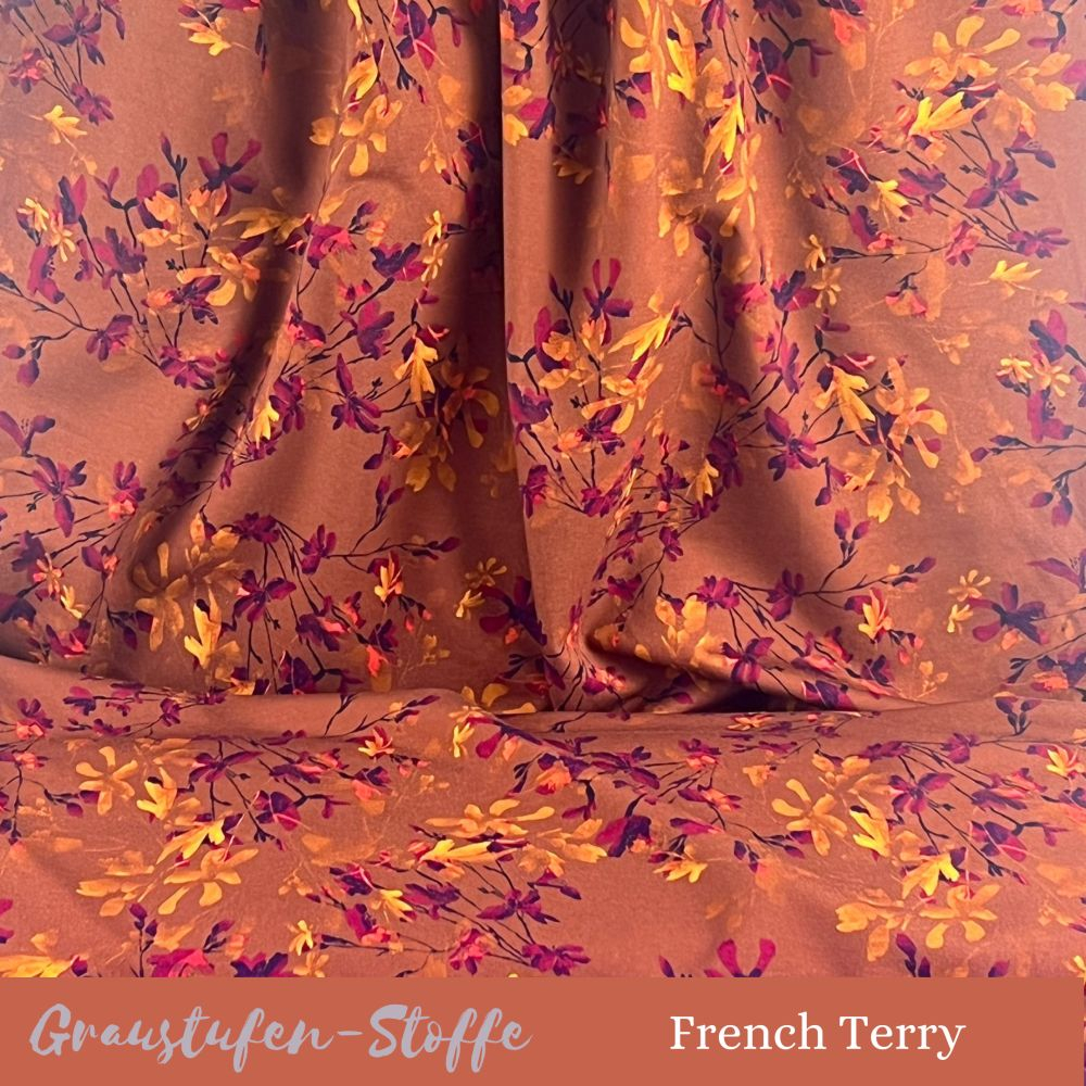 Arya cognac, Sommersweat / French Terry, exklusive Eigenproduktion von Graustufen-Stoffe